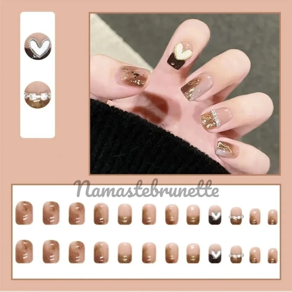 2/$16 Heart Rhinestone Press On Nails